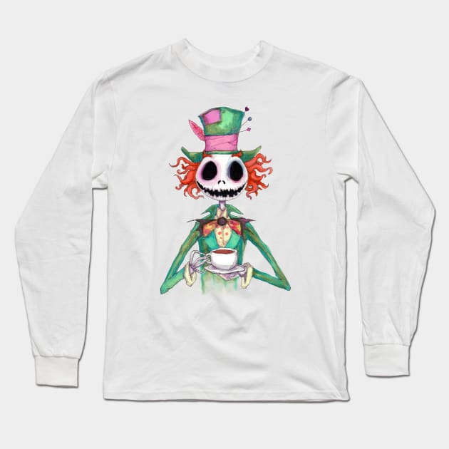 Skeleton Hatter Long Sleeve T-Shirt by LVBart